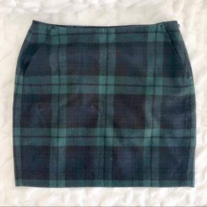 High Waisted Green Plaid Pencil Skirt